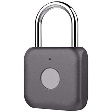 Imagem de Cadeado de impressão digital, cadeado inteligente, à prova d'água, recarga USB, trava biométrica sem chave para armários, escritório, academia, fábrica, garagem, armário, preto