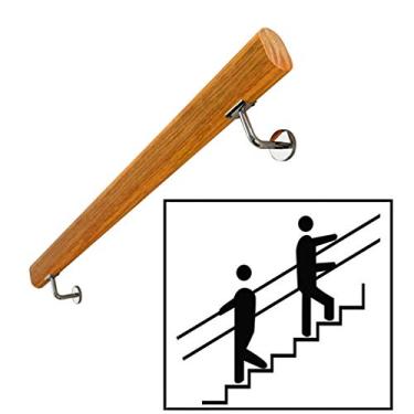 Imagem de SENNIAN Corrimão - Kit completo (30 cm-600 cm). Corrimão de escada de alta resistência com montagens, trilhos de segurança antiderrapantes de madeira maciça, adequado para lofts, bares, vilas, jardins