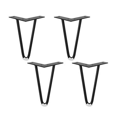 Imagem de ZJYWMM 4 peças de pernas de móveis de aço laminado a frio, projetos domésticos DIY para suporte de TV, sofá, armário, etc. com parafusos de montagem de protetores de piso 2 cores, 9 tamanhos. (20 cm