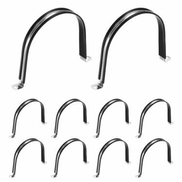 Imagem de HARFINGTON Braçadeira de alça de tubo em U M150 10 peças, clipe forrado de aço inoxidável 304 de 155 mm, braçadeira isolada acolchoada de plástico para uso doméstico marítimo industrial automotivo