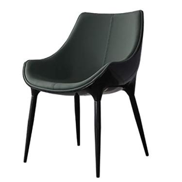 Imagem de Cadeira de jantar, cozinha, sala de jantar, móveis, cadeiras de jantar, cadeira lateral de couro à prova d'água, com pernas de aço preto, cozinha, sala de estar, cadeiras (tamanho: 1 cps)