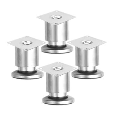 Imagem de ZJYWMM 4 peças, pernas de móveis, pernas de mesa, guarda-roupa, pés, sofá, pés, pés ajustáveis, móveis, pés de armário de pés de aço inoxidável, metal para mesa, escritório em casa (10 cm/4 pol, prata