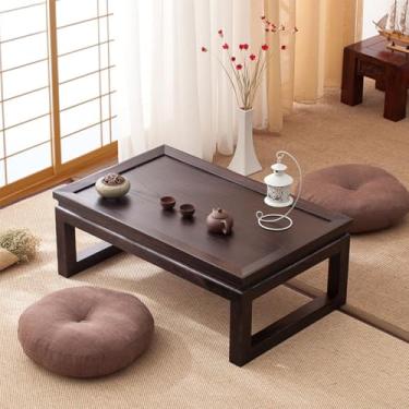 Imagem de Tatami, mesa de chá, janela para sala de estar e varanda criativa, tatami, mesa de altar baixo para meditação, mesa pequena, quarto, sentado, criativa, varanda, mesa baixa (preto, 70 x 45 x 30 cm)
