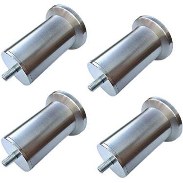Imagem de LUOFDCLDDD Pernas de móveis, 4 peças, pernas de mobiliário de aço inoxidável, pés de suporte de metal escovado, pés redondos de armário, pernas de mesa, pernas de sofá, parafuso M10, material grosso