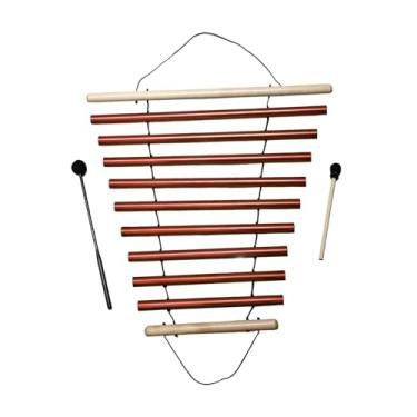 Imagem de menolana Sino de Vento de Madeira com 9 Notas e Som Agradável, Sino de Meditação, Instrumento de Percussão, Carrilhão de Barras de Fileira Única para Sala de, Vermelho