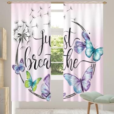 Imagem de 2 conjuntos de painéis com palavras borboletas lindas cortinas transparentes arejadas com filtro leve painéis de cortina leve cortina de porta para janela para sala de estar, quarto, jantar, 84