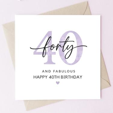 Imagem de TEEMI - Cartões de aniversário 30º 40º 50º 60º - E cartão de aniversário fabuloso marco para mulheres com envelope, cartolina premium 300 g/m², design roxo em aquarela em branco para mãe, irmã, amiga