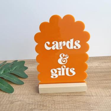 Imagem de Phocaea Placa acrílica para cartões e presentes, com base de madeira, 12 x 18 cm, design de arco recortado, estilo contemporâneo moderno, decoração de mesa independente para casamentos, banquetes