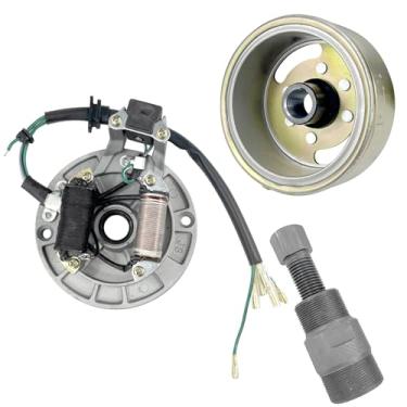 Imagem de Kit extrator do rotor do volante da bobina do estator magnético de ignição para 50 70 90 110 125cc Dirt Bike ATV Quad Pro Buggy Moped motocicleta alto desempenho 6 fios cobre powersports estatores