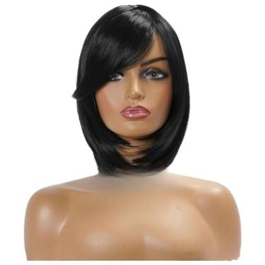 Imagem de Peruca Curta Com Franja Fibra Bio Organica Uso Diario (Preto)