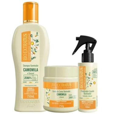 Imagem de Kit Bio Extratus Shampoo Camomilia 250ml + Banho de creme 250g + Finalizador Spray Camomila 100mL