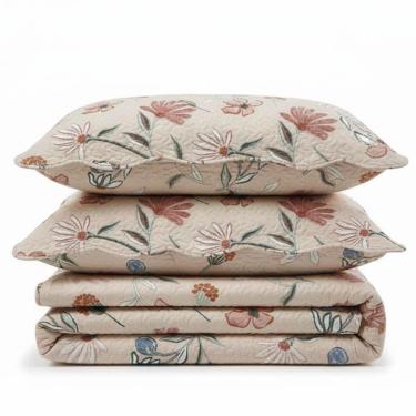 Imagem de Kit Cobre Leito Colcha Magnus Solteiro 2 Peças Dupla Face Estampado Floral - Rosa - 100% Poliéster