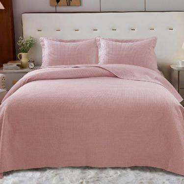Imagem de Kit Cobre Leito Colcha Afeto King 3 Peças Percal 300 Fios Peletizado - Malva - 100% Poliéster