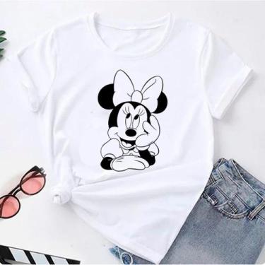 Imagem de T-shirt Blusa Linda Mickey Minnie Mouse Fofa Camiseta Feminina Camisa 