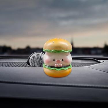 Imagem de Tuxihapp Decorações de painel de carro de porco fofo, mini enfeites de espelho retrovisor de carro de resina, console central de animais engraçados presentes para mulheres, acessórios interiores de