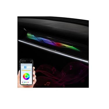 Imagem de KEWISAUTO Painel de painel central LED luz neon ambiente para Tesla modelo 2019-2022 3/2021-2024 modelo Y acessórios interiores, controle de aplicativo, Plug & Play (modo de luz fluida de fita)