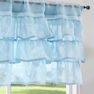 Imagem de Cortina de Volantes Jinchan Azul 45x46 cm para Ventana
