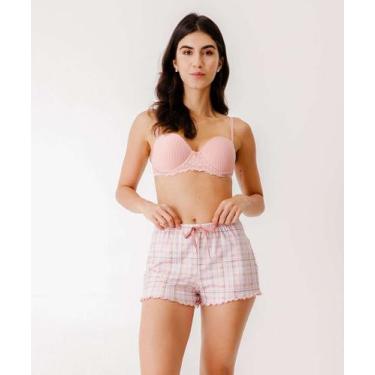 Imagem de Short Pijama Feminino Avulso Estampa Xadrez Marisa-29005, Rosa, PP