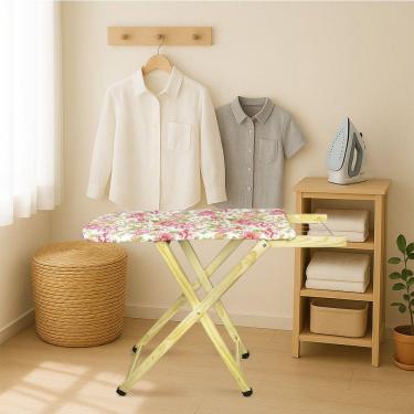 Imagem de Tábua De Passar Roupa Dobrável De Madeira Layla 2 Níveis Estampada Rosa G02 - D'rossi