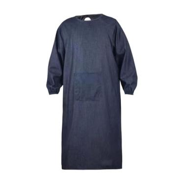 Imagem de Amagogo de soldagem com mangas, em denim grosso e ao desgaste, ideal para trabalhos domésticos, culinária, soldagem, pintura e forjamento, Comprimento 100cm