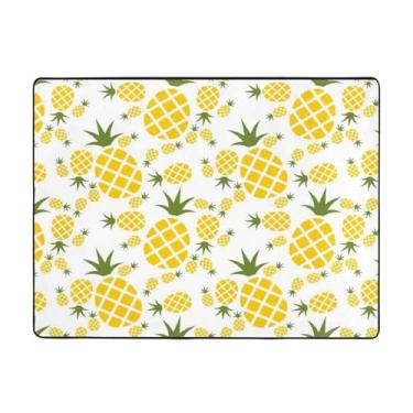 Imagem de ZERAOKE Tapete de área de abacaxi 48 x 63 polegadas, lavável na máquina com suporte antiderrapante, tapetes macios para sala de estar, quarto, entrada, quarto de crianças, decoração de casa