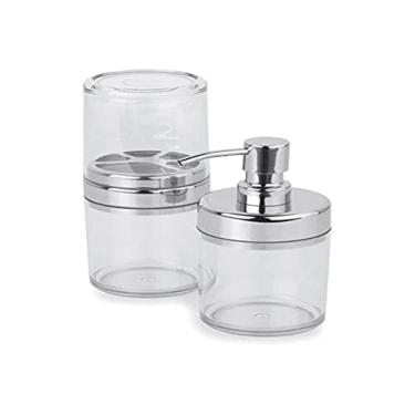 Imagem de Conjunto para Banheiro Lavabo 2 Peças Incolor Dispenser para sabonete líquido e porta-escovas