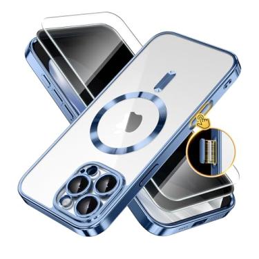 Imagem de GolbinBox Capa magnética para iPhone 16 Pro com botão de controle da câmera, compatível com MagSafe, [proteção total da câmera] [protetor de tela de privacidade] Capa de telefone transparente para