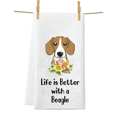 Imagem de PXTIDY Life is Better with a Beagle Toalha de Cozinha Presente com Tema de Cachorro Toalha de Chá Dono de Animal de Estimação Presente de Abertura de Casa (Beagle)