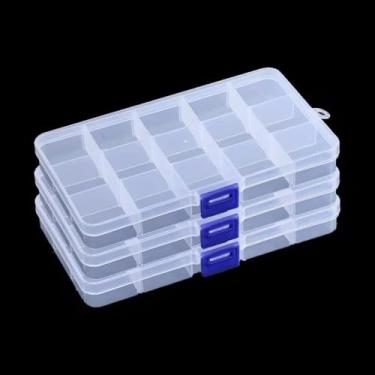 Imagem de 1 caixa de armazenamento de plástico – 15Grids organizador de suprimentos de artesanato faça você mesmo, compartimentos ajustáveis, joias de diamante, estojo de armazenamento de pintura, ideal para