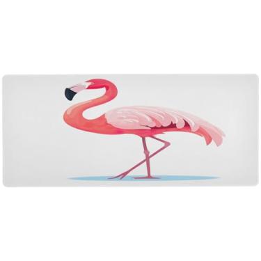 Imagem de Wassud Mouse pad flamingo rosa organizador de mesa grande teclado de computador tapete de mouse pad material de escritório 80 cm x 30 cm