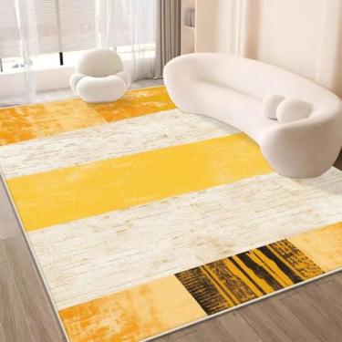 Imagem de Tapetes grandes amarelos abstratos para sala de estar, sofá de luxo, decoração de área, tapete para casa e quarto (5,2 x 6,5 pés (160 x 200 cm) / JH0027-Flannel-6)