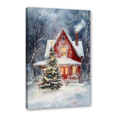 Imagem de Impressão de pôster de arte de parede retrô de Natal Papai Noel alce paisagem de inverno imagens de Natal para bar em casa pub cozinha café loja decoração de férias (SKU4,40.6x50.8 cm = (40x50 cm