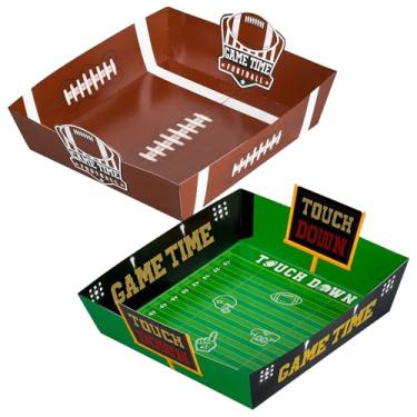 Imagem de Kit de 50 peças de artigos de festa de futebol, grande suporte de lanche de futebol para bandeja de comida de aniversário, decorações e lembrancinhas de festa de futebol ideal (19 × 2,71 cm)