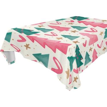 Imagem de Burbuja Toalha de mesa de árvore de Natal, toalha de mesa quadrada anti-rugas grossa para decoração de jantar, cozinha, festa, 137 x 137 cm