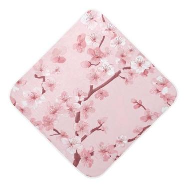 Imagem de STAYTOP Lindas toalhas de bebê com capuz de musselina de flores de cerejeira, toalha de banho super macia, toalhas de banho absorventes para banho recém-nascido unissex 76 x 76 cm