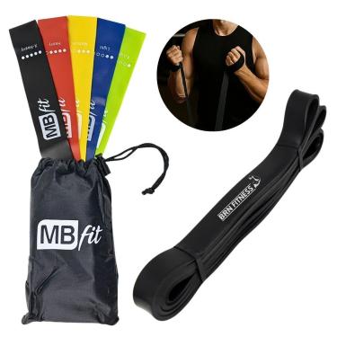 Imagem de Kit 6 Pcs 5x Extensor Mini Band Theraband Academia + Elástico Superband Moderado Fisioterapia-Unissex