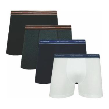 Imagem de Kit Com 4 Cuecas Boxer Masculina Algodão com Elastano Lupo, G, Branco,