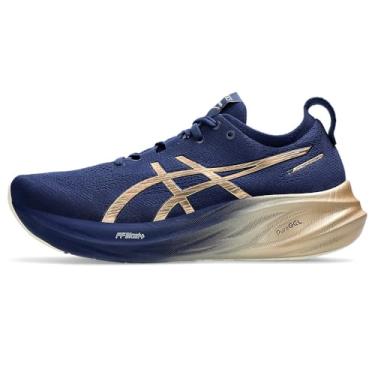 Imagem de ASICS Tênis de corrida masculino Gel-Nimbus 26 Platinum, Azul expandido/champanhe, 40.5
