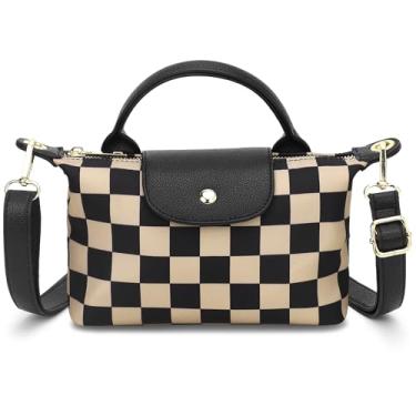 Imagem de BBORGDC Bolsa feminina mini sacola, bolsa de ombro pequena quadriculada para mulheres e meninas, bolsas transversais de designer para mulheres, para caminhada, viagem, viagem, bolsa tiracolo portátil