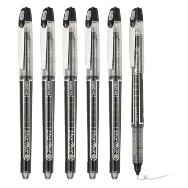 Imagem de PATIKIL Caneta esferográfica de tinta líquida preta, 6 peças de grande capacidade de secagem rápida de 0,5 mm canetas de ponta fina, para escritório, arte, artesanato, scrapbooks, desenho, diário