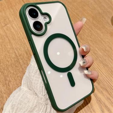 Imagem de Capa magnética transparente da moda para carregamento sem fio para iPhone 16 15 14 Plus 13 12 Mini 11 Pro Max XS Max XR capa de acrílico, verde, para iPhone 11