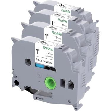 Imagem de Msudoku Compatível com Brother P Touch Label Tape 1 polegada TZe TZ Tape 24 mm 0,94 branco laminado TZc251 TZe251 TZe-251 para rotulador PTouch PT-D600 PT-P710BT PT-P700, pacote com 4