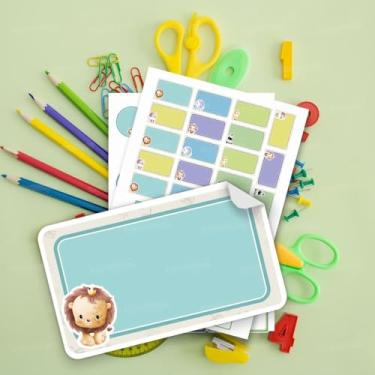 Imagem de Kit de Etiquetas Escolares Tema Safari 01 Material Escolar, para identificar cadernos, livros, estojos, mochilas e lancheira das crianças