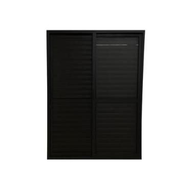 Imagem de Porta Balcão 3 Folhas Móveis Aluminio Preto Com Fechadura 2,10x1,50 Li