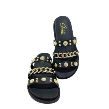 Imagem de Sandália Papete Original Correntes e abs feminina Leve Macia, Marrom, 