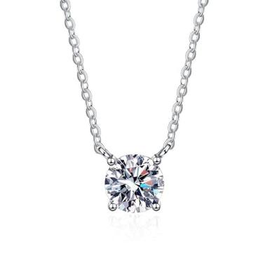 Imagem de S925 Prata Esterlina Moissanite 2 quilates Colar Feminino Leve Luxo Quatro Pinos Banhado Pt950 Moissanite Clavícula Corrente, Médio, Prata, Moissanita, Médio, Prata, Moissanite, Medium, Prata,