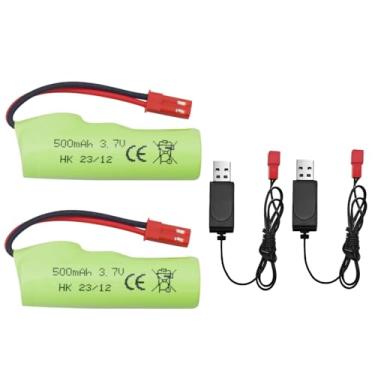 Imagem de Fytoo 2 peças 3,7 V 500 mAh bateria de íon de lítio com 2 cabos de carregamento USB para Huina 1337 1338 1516 1517 RC veículo de engenharia RC controle remoto bateria de carro de brinquedo