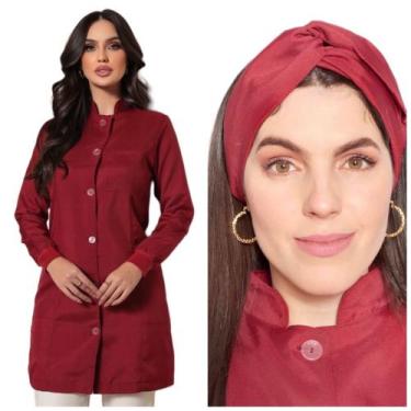 Imagem de Jaleco Feminino Oxford Gola Padre Botão Bordo+ Turbante Capri - Garden
