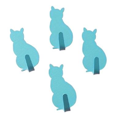 Imagem de 4 peças adoráveis ganchos autoadesivos em forma de gato – sem perfuração, fácil instalação para chaves, chapéus, toalhas – perfeito para banheiro, quarto, escritório e cozinha, paredes de portas