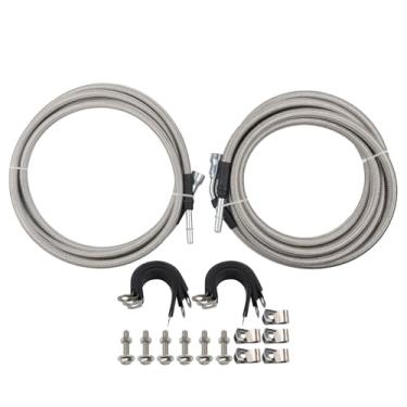 Imagem de MUCO Kit de linha de combustível inoxidável 819-876 linhas trançadas flexíveis de aço inoxidável para GMC Sierra Chevy Silverado 2500 3500 HD Crew Cab 6.0L 8.1L V8 2004 2005 2006 2007 2008 2009 2010